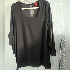 Black Bell sleeve short dress.